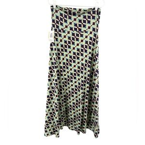 LuLaRoe Blue Purple geometric maxi Skirt M Casual stretchy travel